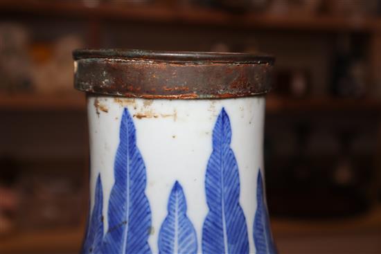 A large 19th century Chinese blue and white baluster vase height 58cm (a.f.)